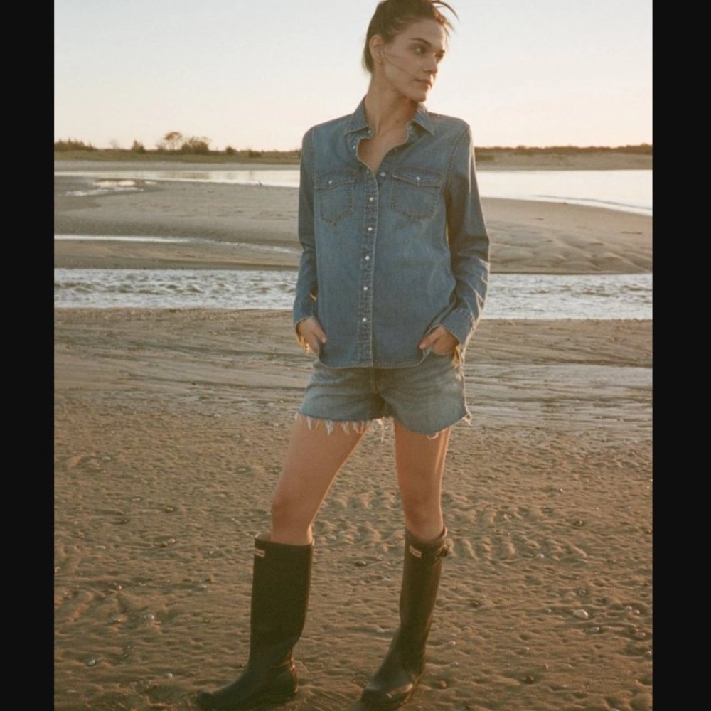 Hatch - The Cut-Off Maternity Shorts - Indigo - Size 26